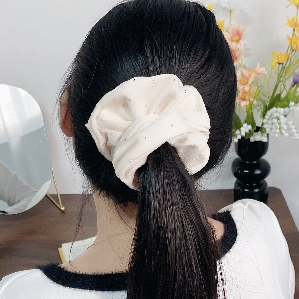 Women's Satin Elastic Hair Ties All Season Office Accessories Circle Pattern