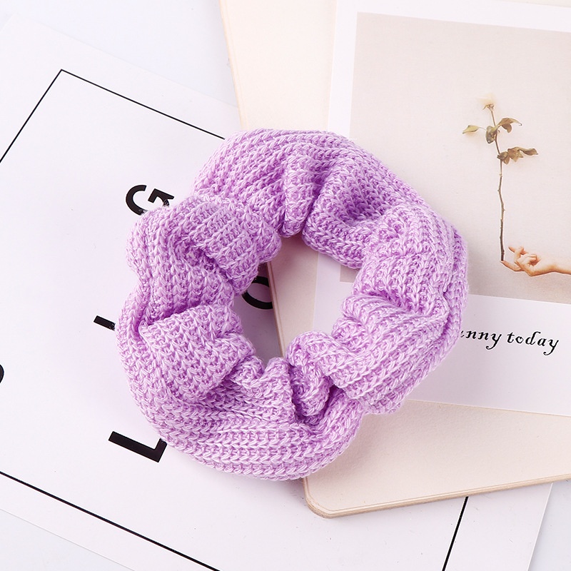 Women's Winter Thick Knitted Braided Hair Scrunchies Solid Color