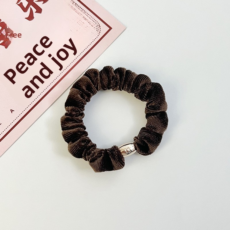 Women's Large Elastic Velvet Hair Ties Striped Grey Pink Blue Black