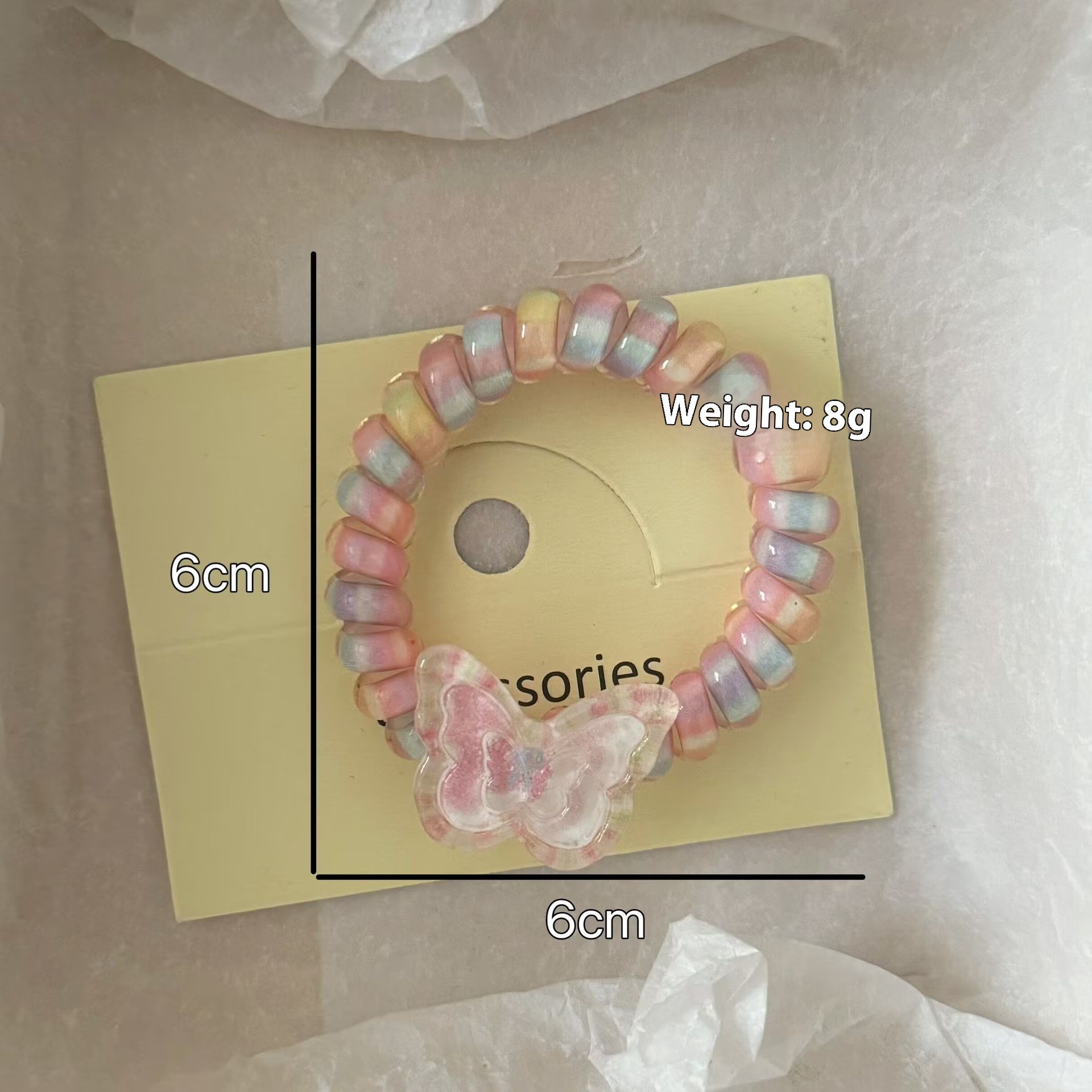 Girls Summer Phone Line Ponytail Hair Bands Ice Transparent Butterfly