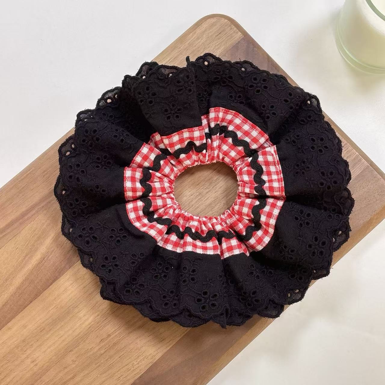 Women's French Romantic Cloth Hair Tie Four Layer Hollow Out Lace