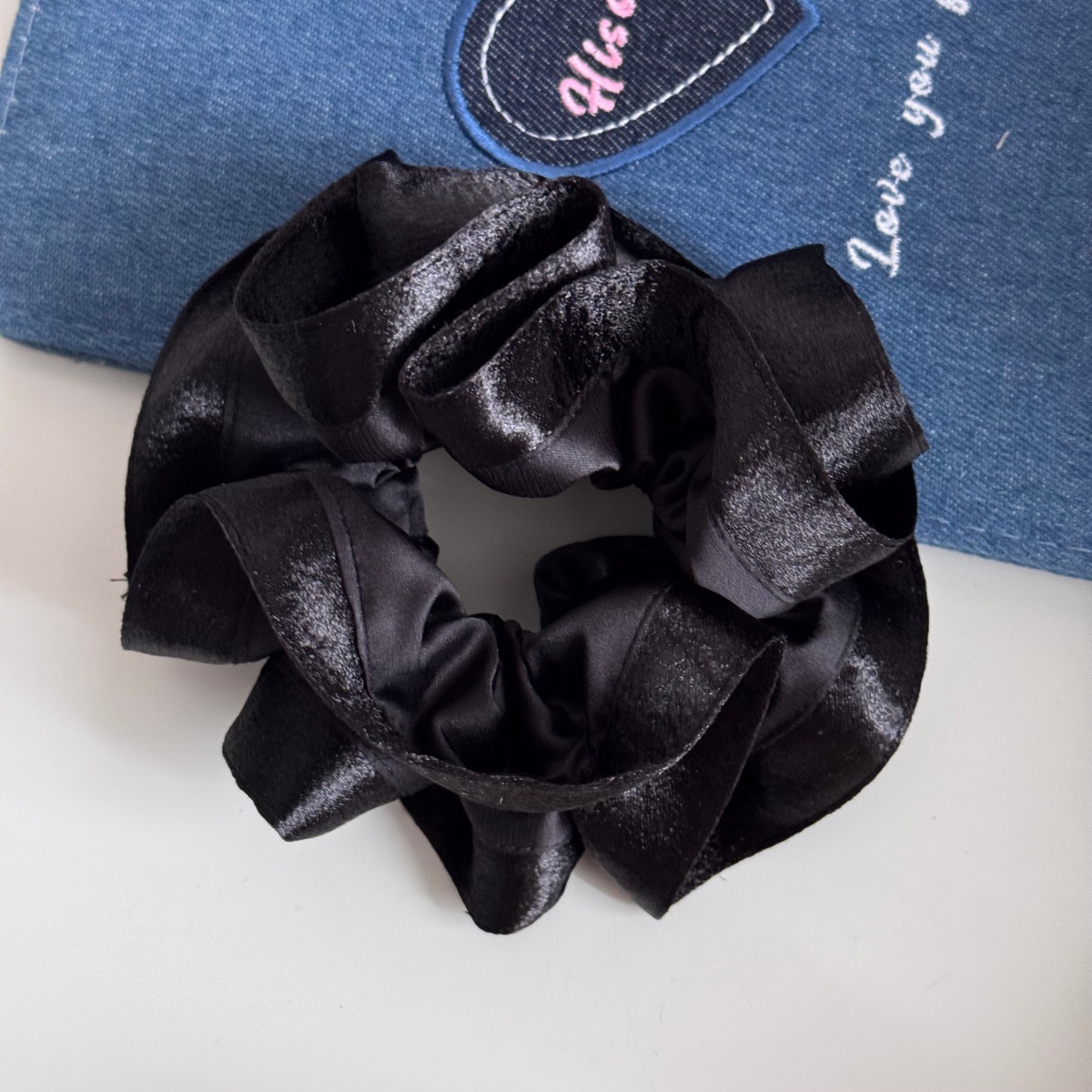 Women Soft Satin Hair Tie Elastic Cloth Spring Style Solid White