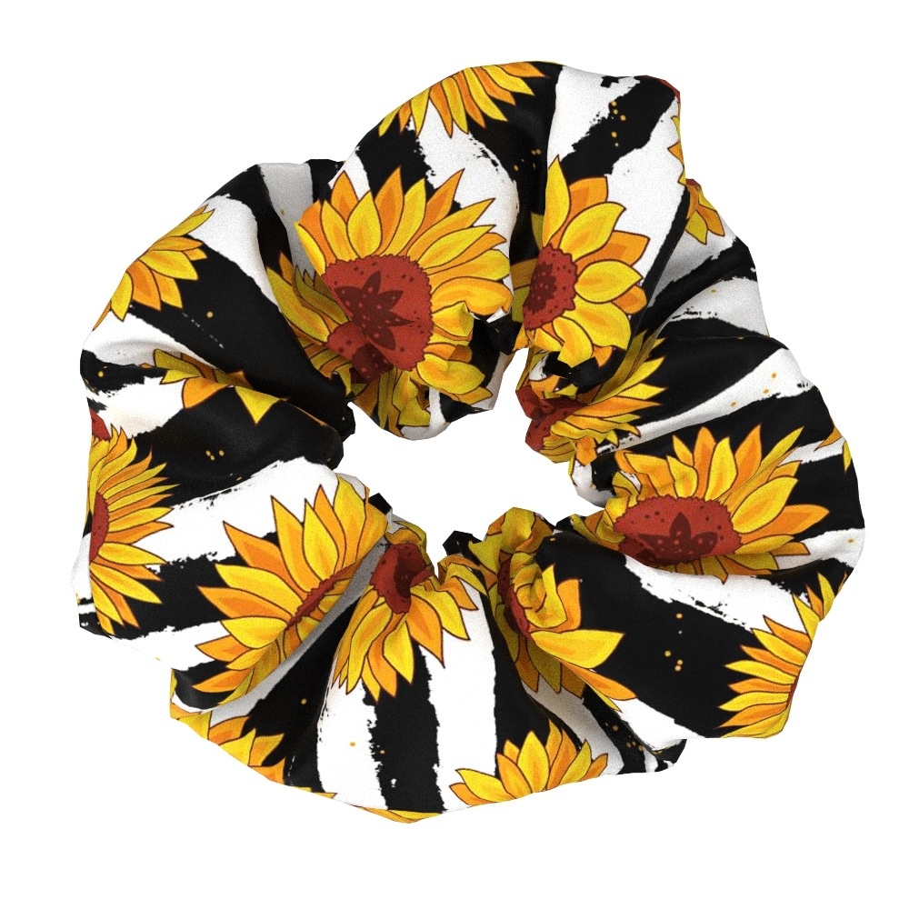 Women's Summer Cotton Elastic Hair Tie Giant Sunflower Pattern