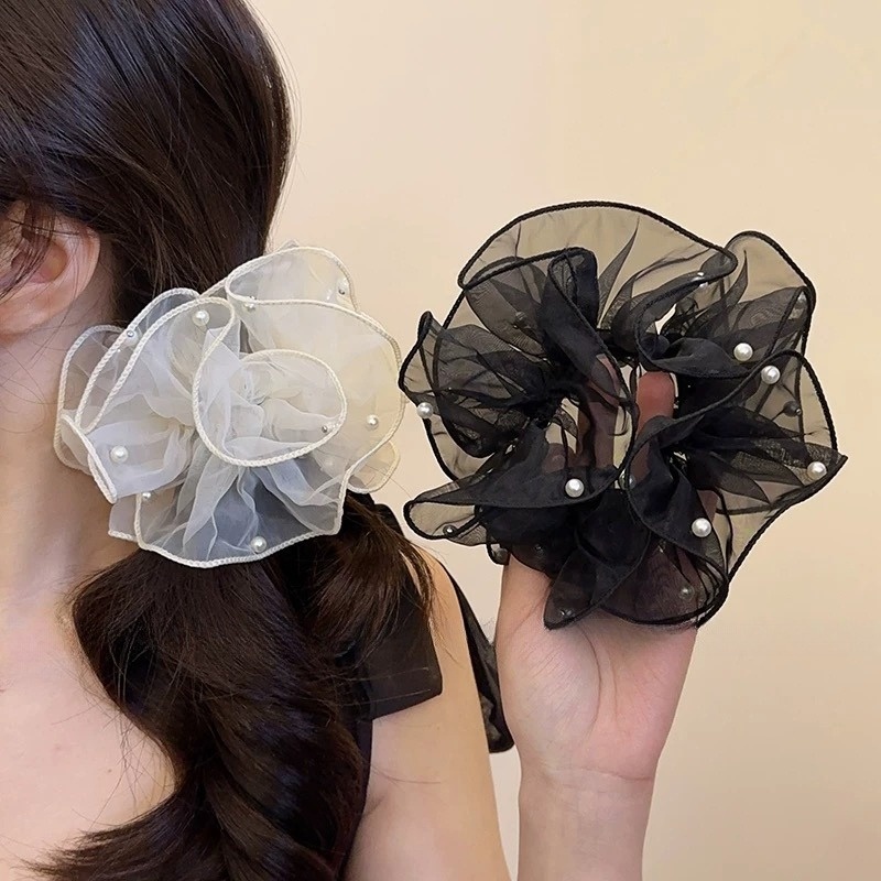 Women's Elegant Irregular Cloth Hair Tie For Weekend Solid Color