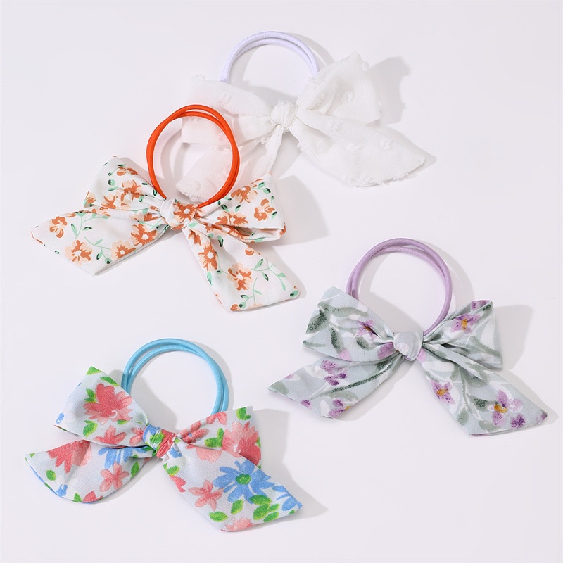 Girls Elastic Cloth Hair Ties Set For Daily Wear Cartoon Butterfly Bow Knot