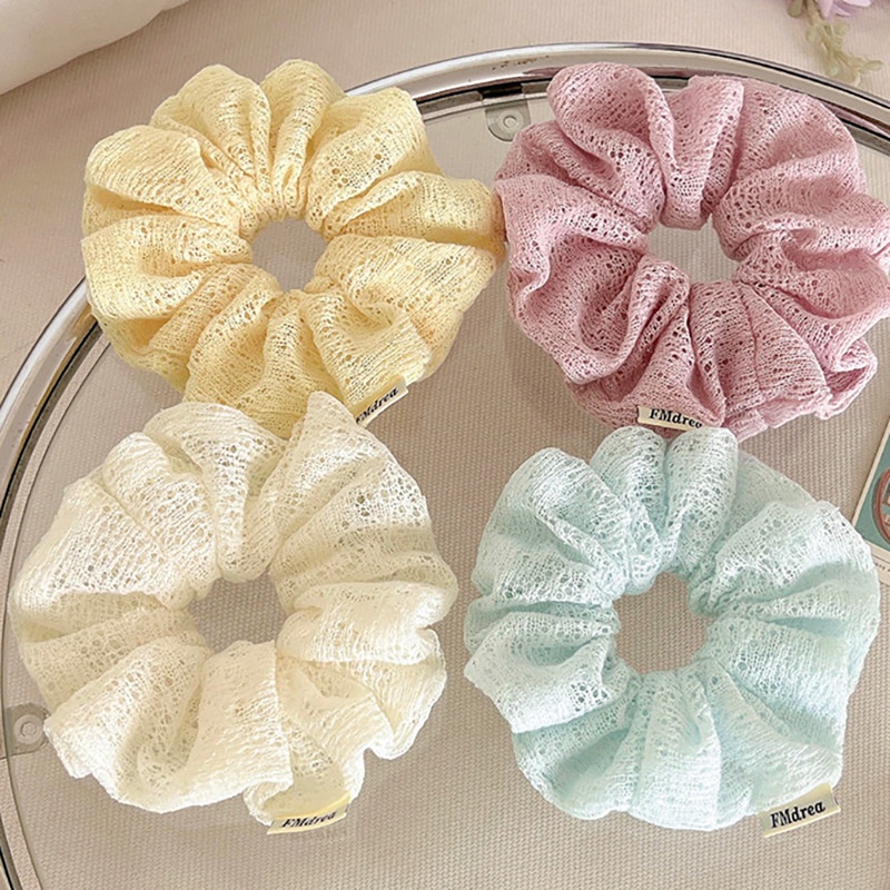 Women's Spring Soft Cloth Everyday Hair Tie Scrunchie Solid Sky Blue