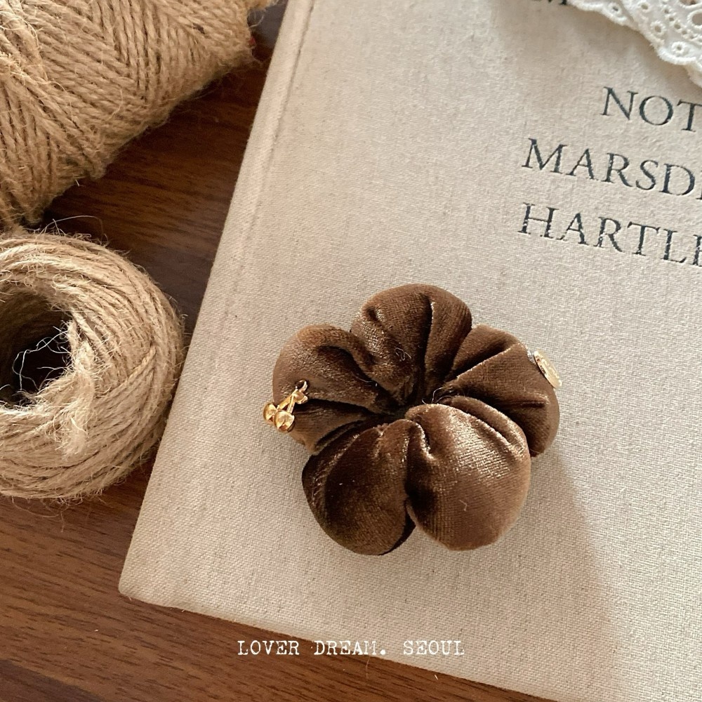 Women Seasonal Velvet Elastic Hairband Gold Foil Floral Solid Color