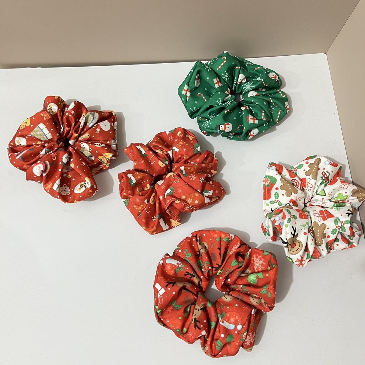 Women Christmas Hair Ties Holiday Gift Wide Bow Plaid Snowflake Santa