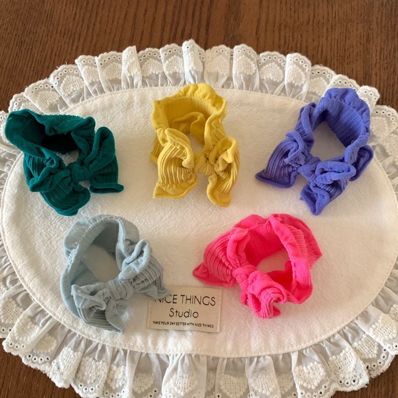 Women's Sweet Cloth Bowknot Hair Tie Daily Ponytail Holder Solid Color