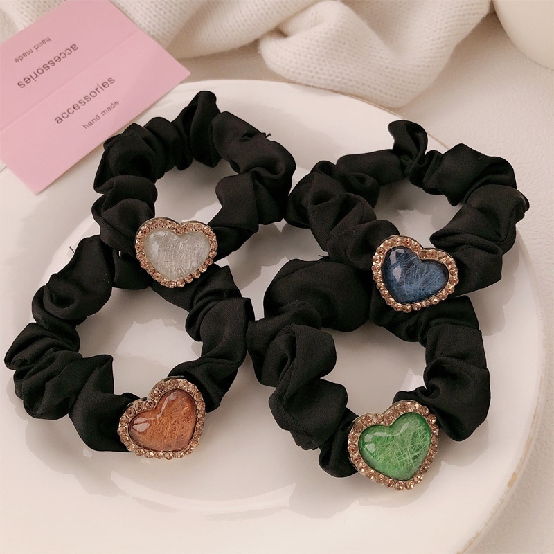 Women's Alloy Styling Hair Tie Heart Shape Coffee Dark Blue Green