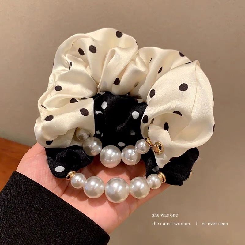 Women's Simple Daily Cloth Hair Tie Scrunchie Classic Polka Dots