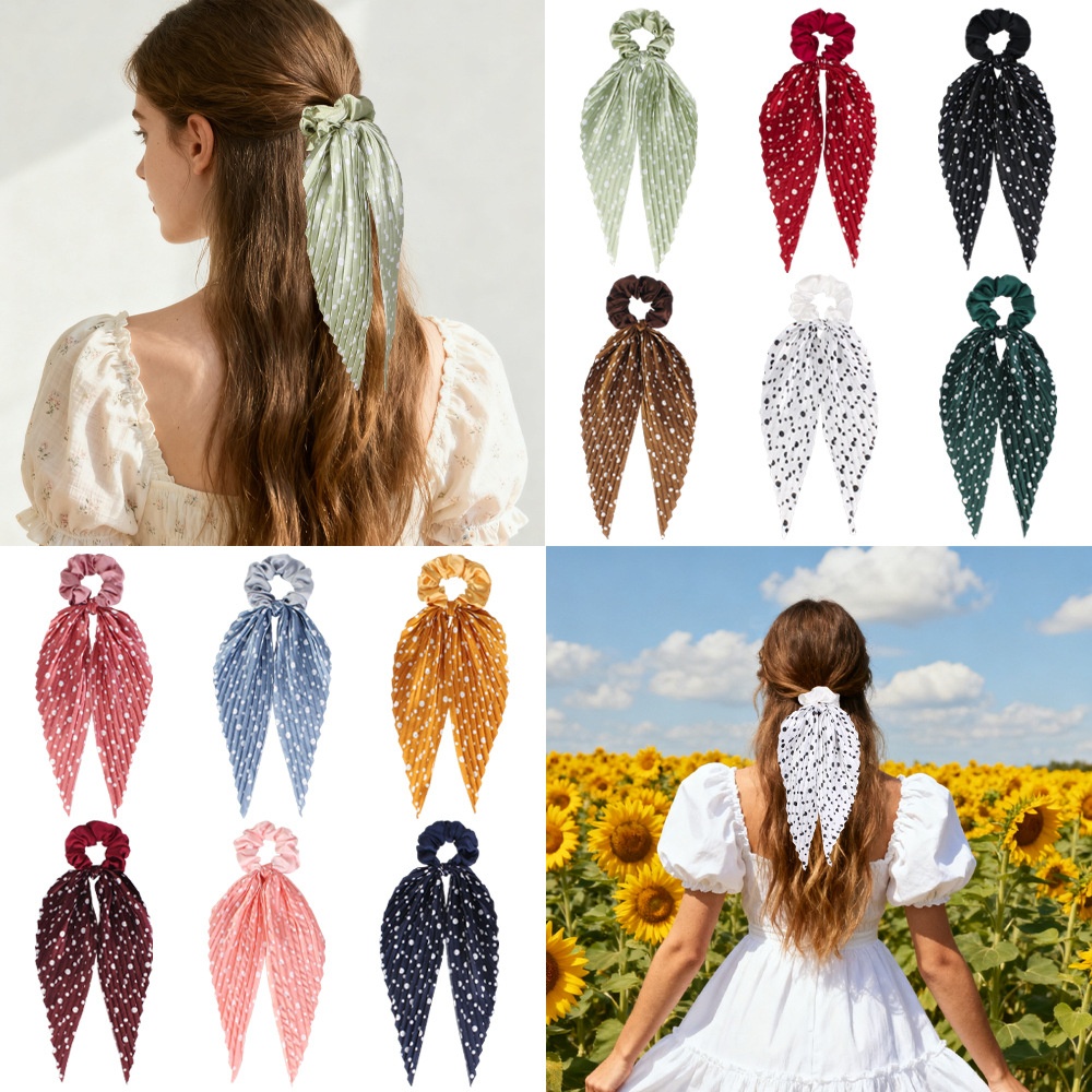 Women's Handmade Cloth Elastic Scrunchie Hair Bun Polka Dots