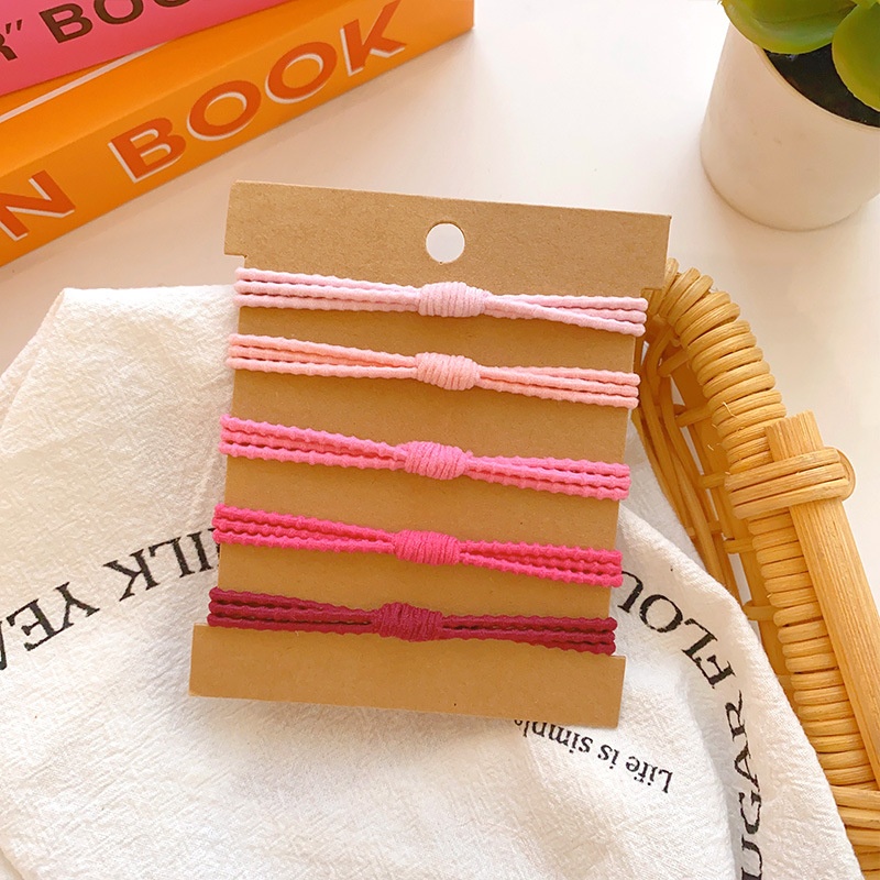 Women's High Elastic Polyester Bean Knot Hair Tie Set Gradient Color