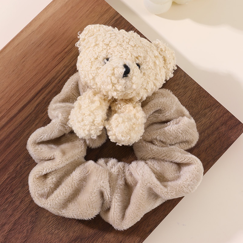 Girls Velvet Hair Tie Large Elastic Band Autumn Winter Cute Little Bear