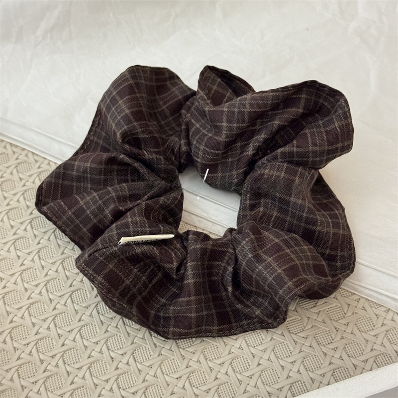 Women's Stylish Soft Cloth Scrunchie Hair Tie Navy Blue Fuchsia Plaid