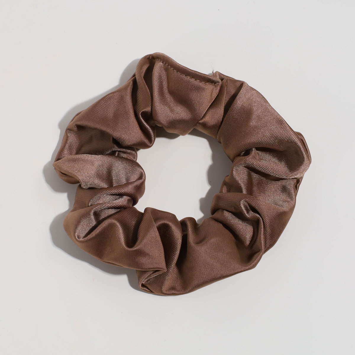 Women's Simple Brown Satin Hair Tie, Durable Solid Color Hair Accessory