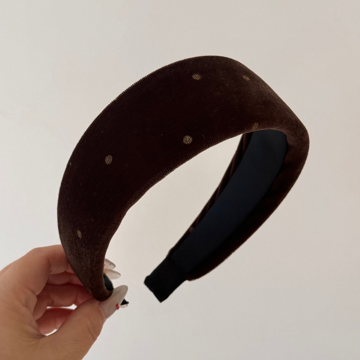 Women's Velvet Polka Dot Sponge Headband Autumn Winter Hair Accessories