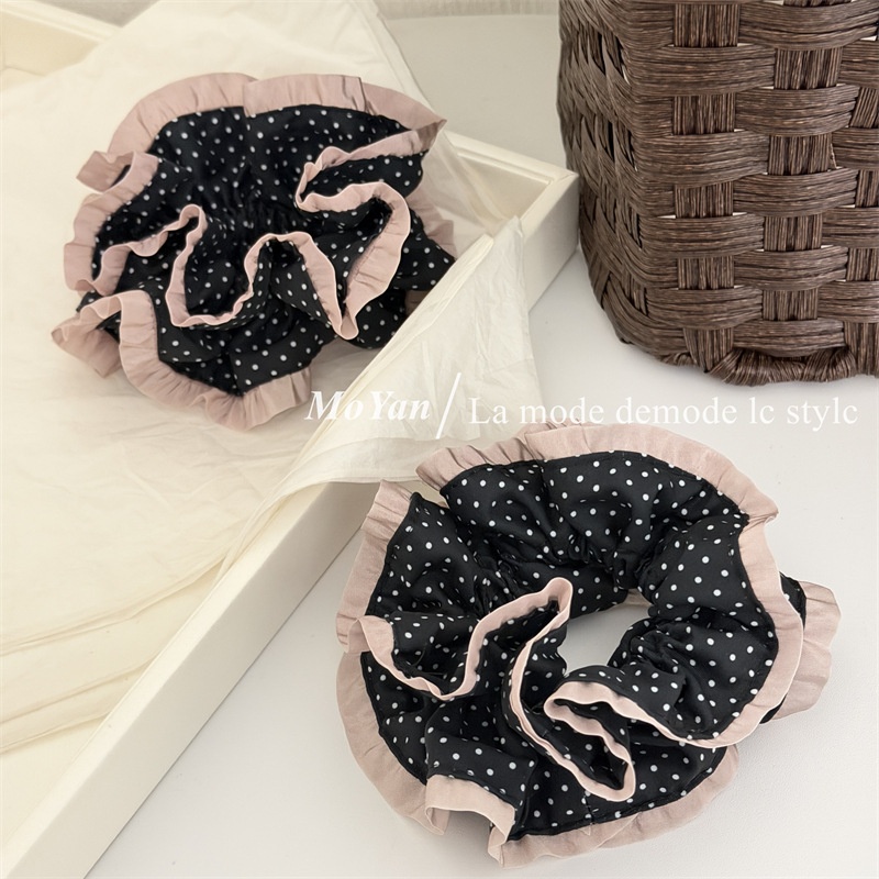 Women's Spring Soft Cloth Hair Tie Scrunchie Classic Polka Dots