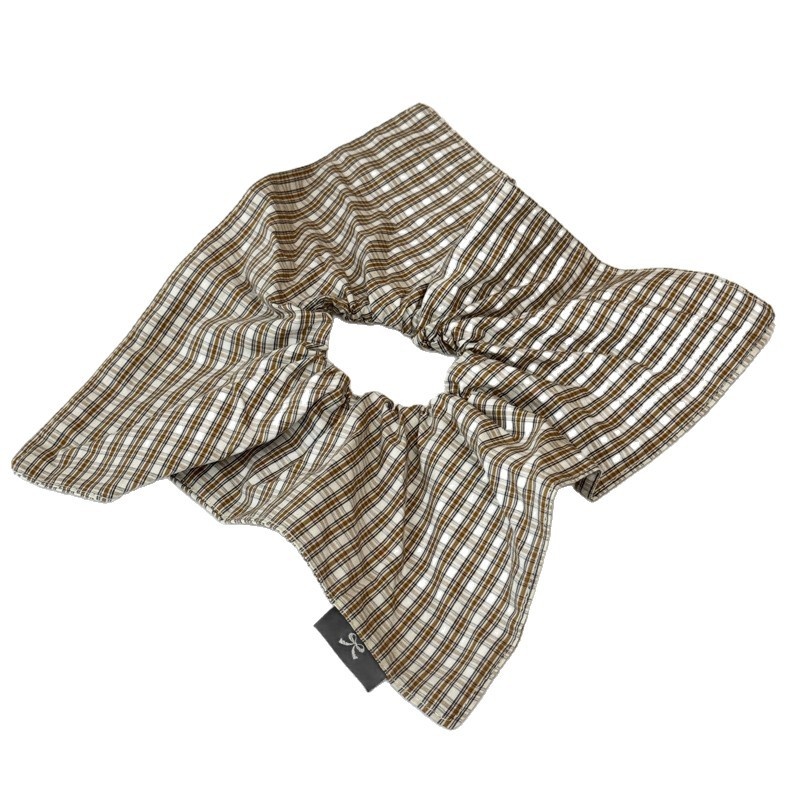 Women's Stylish Cloth Scrunchies Ponytail Holder Checkered Plaid