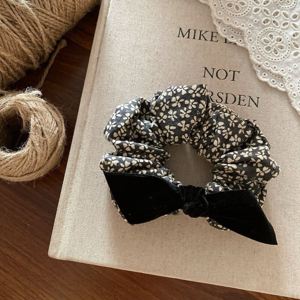 Women's Autumn Winter Fabric Bow Headband Ditsy Floral Pattern