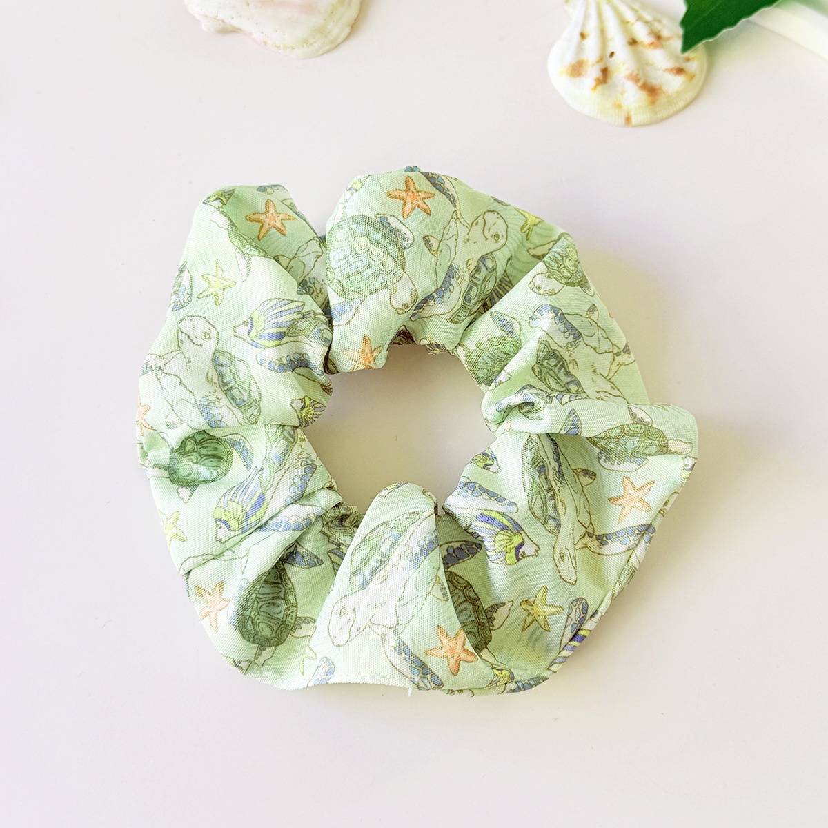 Women's Spring Cloth Hair Tie Blue Marine Cartoon Tortoise Pattern