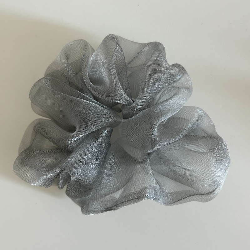 Women's Spring Pearl Shiny Organza Mesh Hair Tie For Bun Solid Color