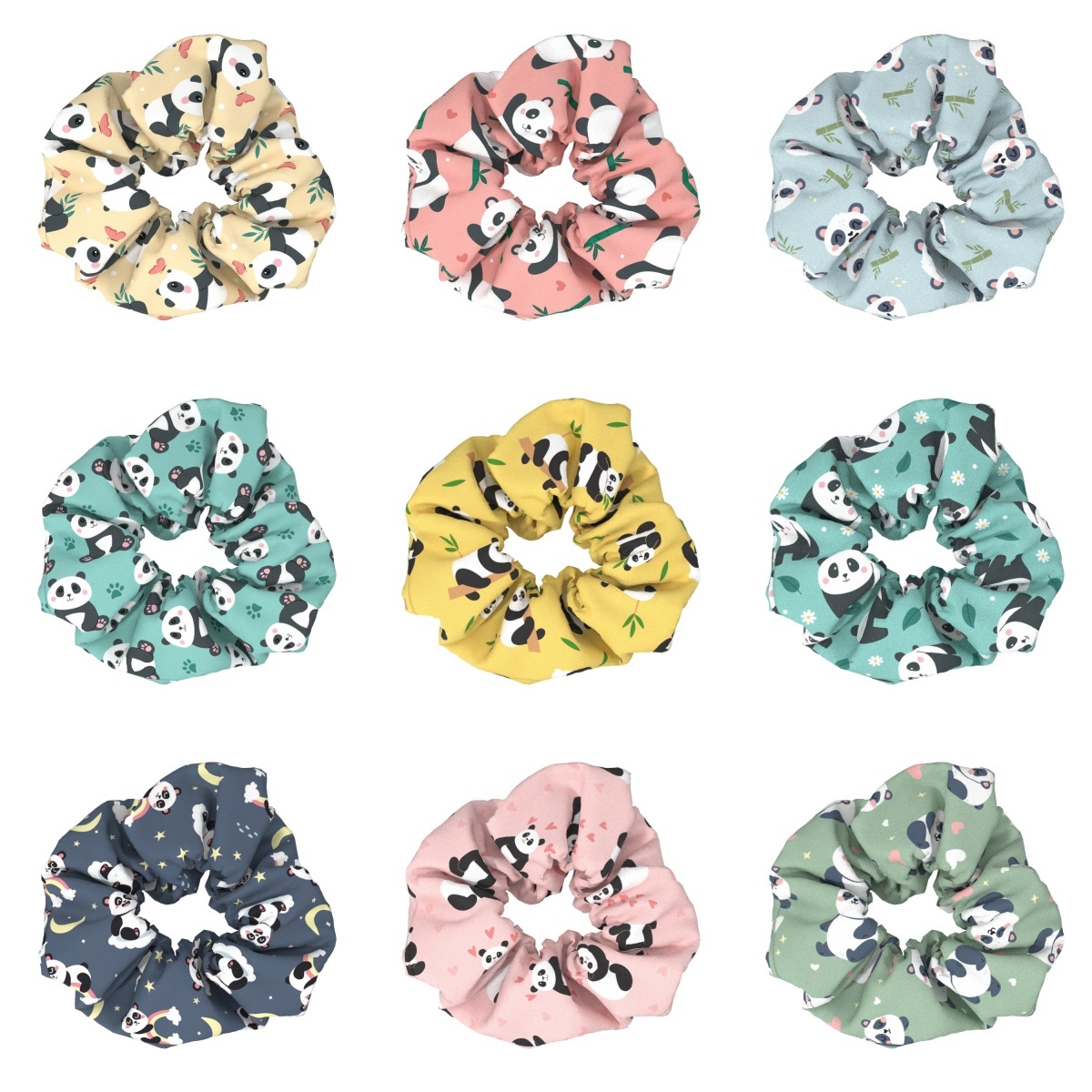 Women's Simple Cloth Hair Ties For Styling Panda Bear Round Dots