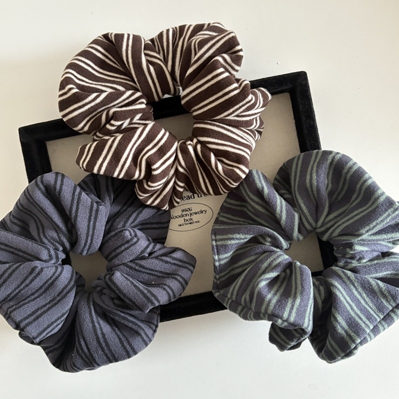 Women's Preppy Style Cloth Bubble Braid Hair Tie Striped Pattern