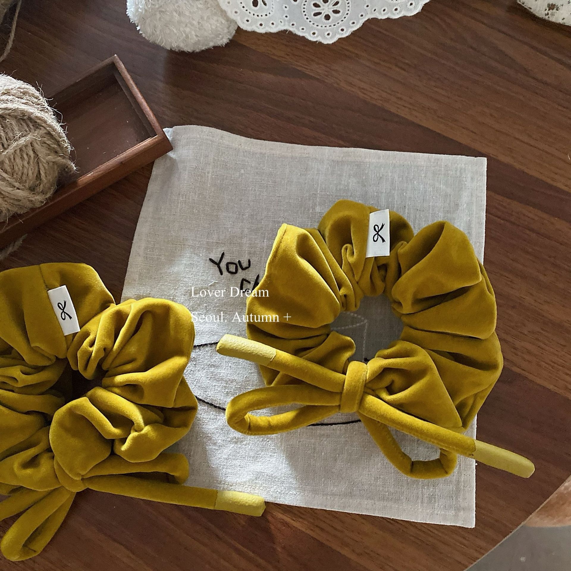 Women's Versatile Winter Velvet Elastic Hair Bands Solid Color Bowknot