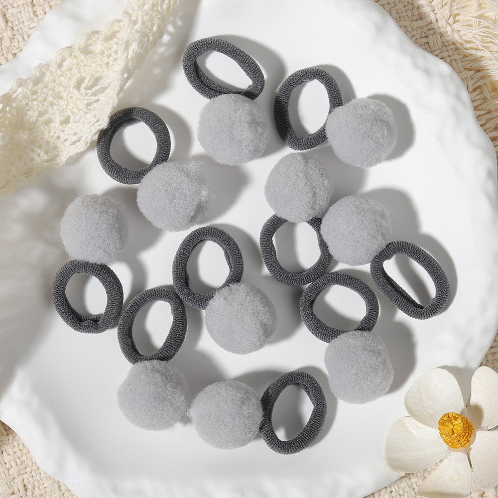 Girls' New Year Hairball Rubber Band Hair Ties Red Multicolor Wool Yarn