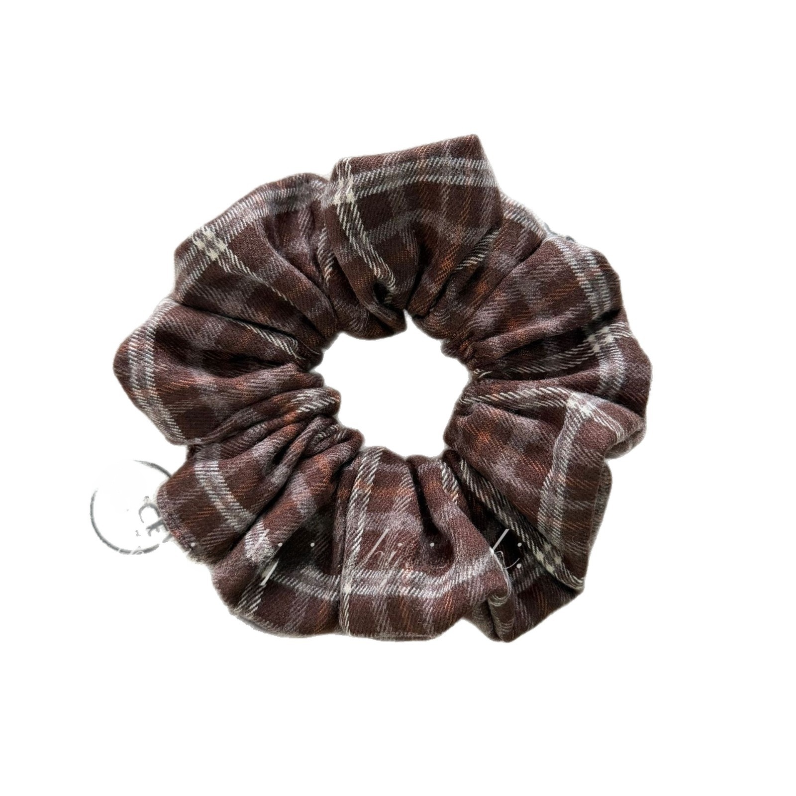 Women's French Style Autumn Winter Cloth Hair Tie Coffee Plaid