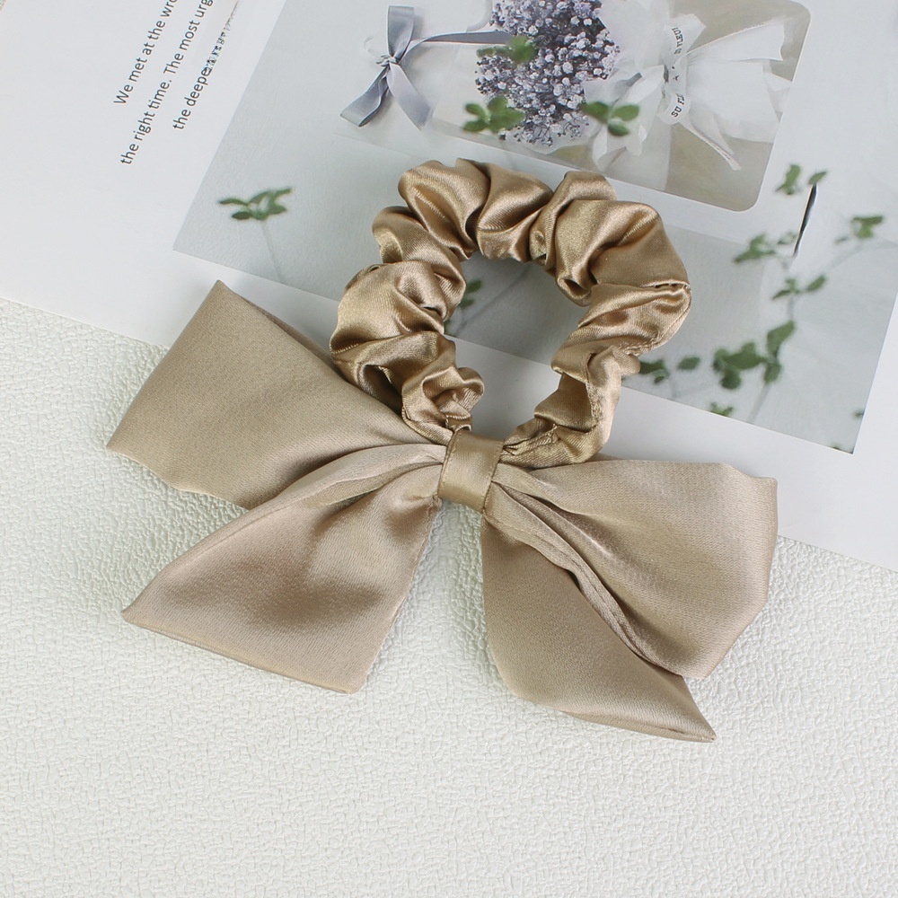 Women's Elegant French Cloth Bowknot Hair Tie Autumn Accessory Beige