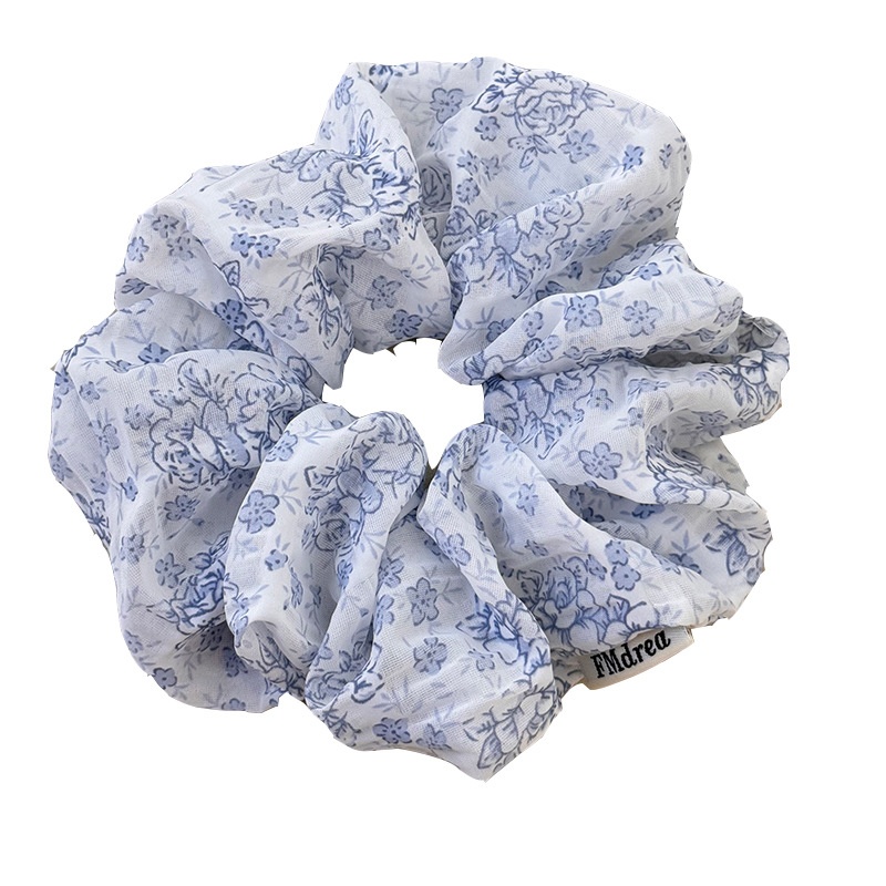 Women's Spring Retro Cloth Hair Tie Accessory Blue Ditsy Floral