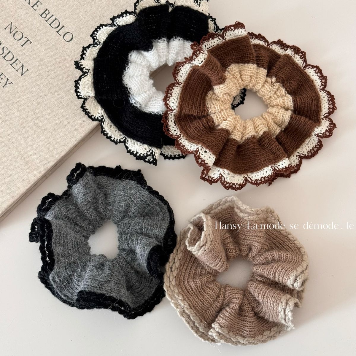 Women's Autumn Winter Elastic Bun Hair Tie Elegant Soft Knitted Lace