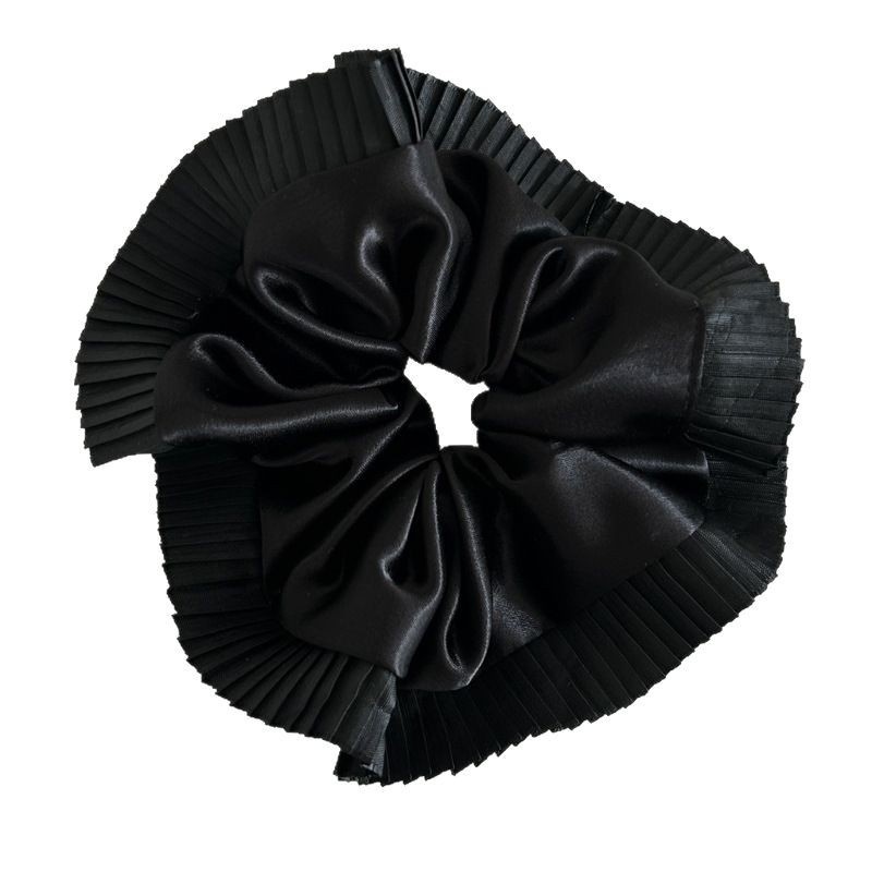 Women's Large Satin Ruffled Hair Scrunchie All Season Pink Blue Black