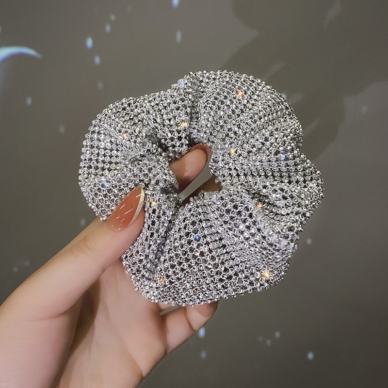 Women's Elegant Shiny Metallic Hair Tie Solid Color for Daily Commute