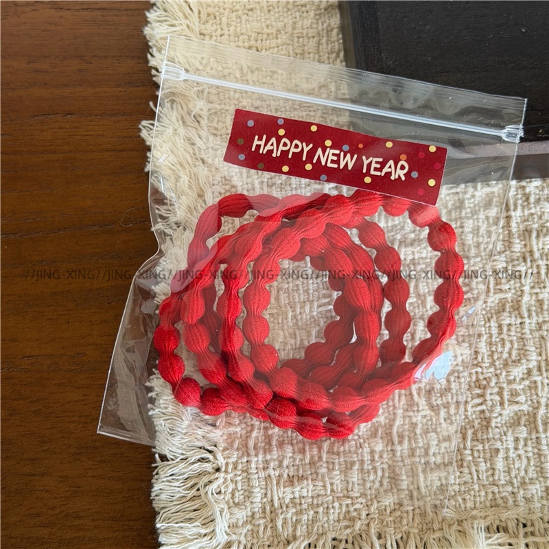 Women's Festive Elastic Cloth Hair Bands Red Solid Camo Leopard