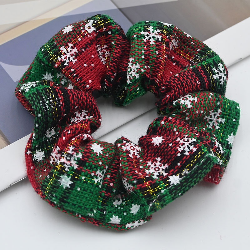 Women's High Elastic Cloth Bow Hair Ties Christmas Plaid Floral Print