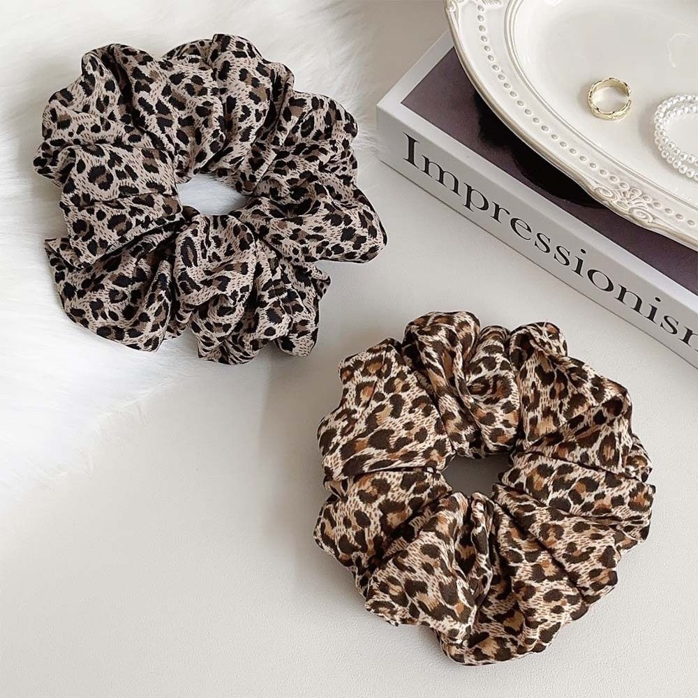 Women's Oversized Spring Cloth Bubble Braid Hair Tie Leopard Print