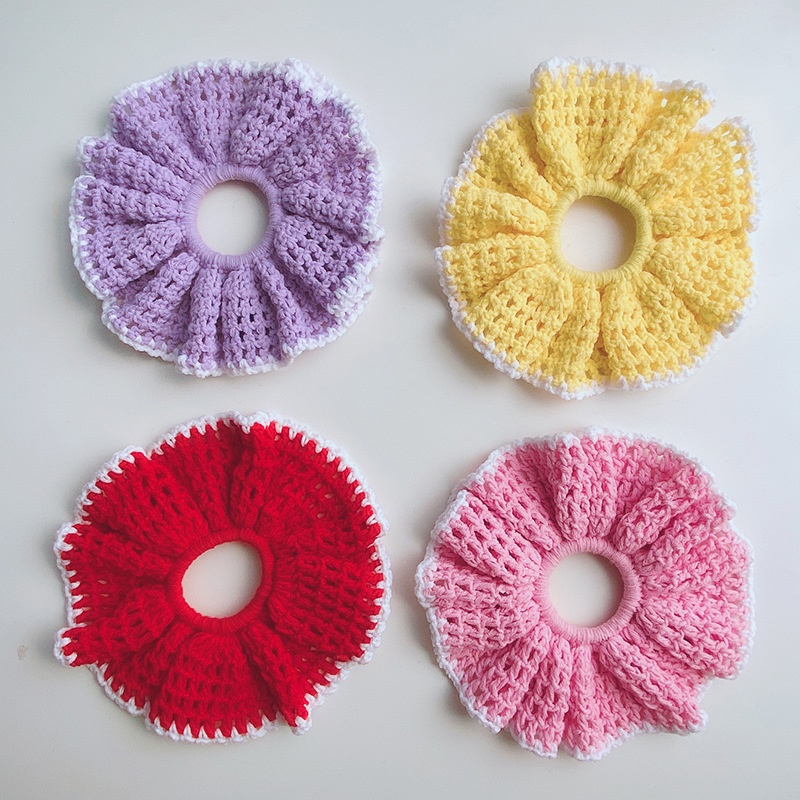 Women's Soft Knitted Polyester Warm Winter Hair Scrunchie Colorful