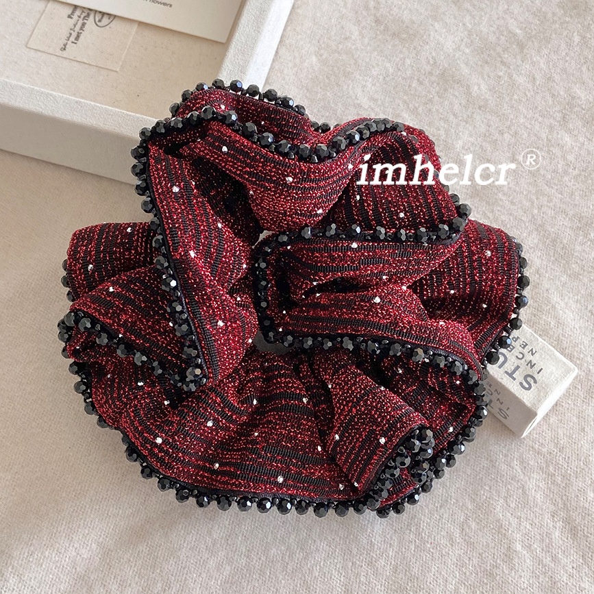 Women's Sparkling Rhinestone Ponytail Hairband Burgundy Black Crystal