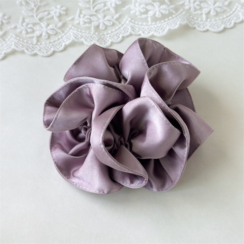 Women Shiny Satin Pleated Scrunchies Elegant Hair Ties Autumn Ponytail Ring