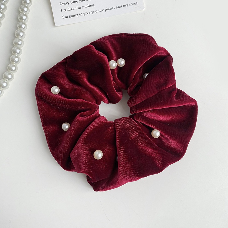 Women's Velvet Pearl Hair Ties Autumn Winter High-End Small Fragrance Style