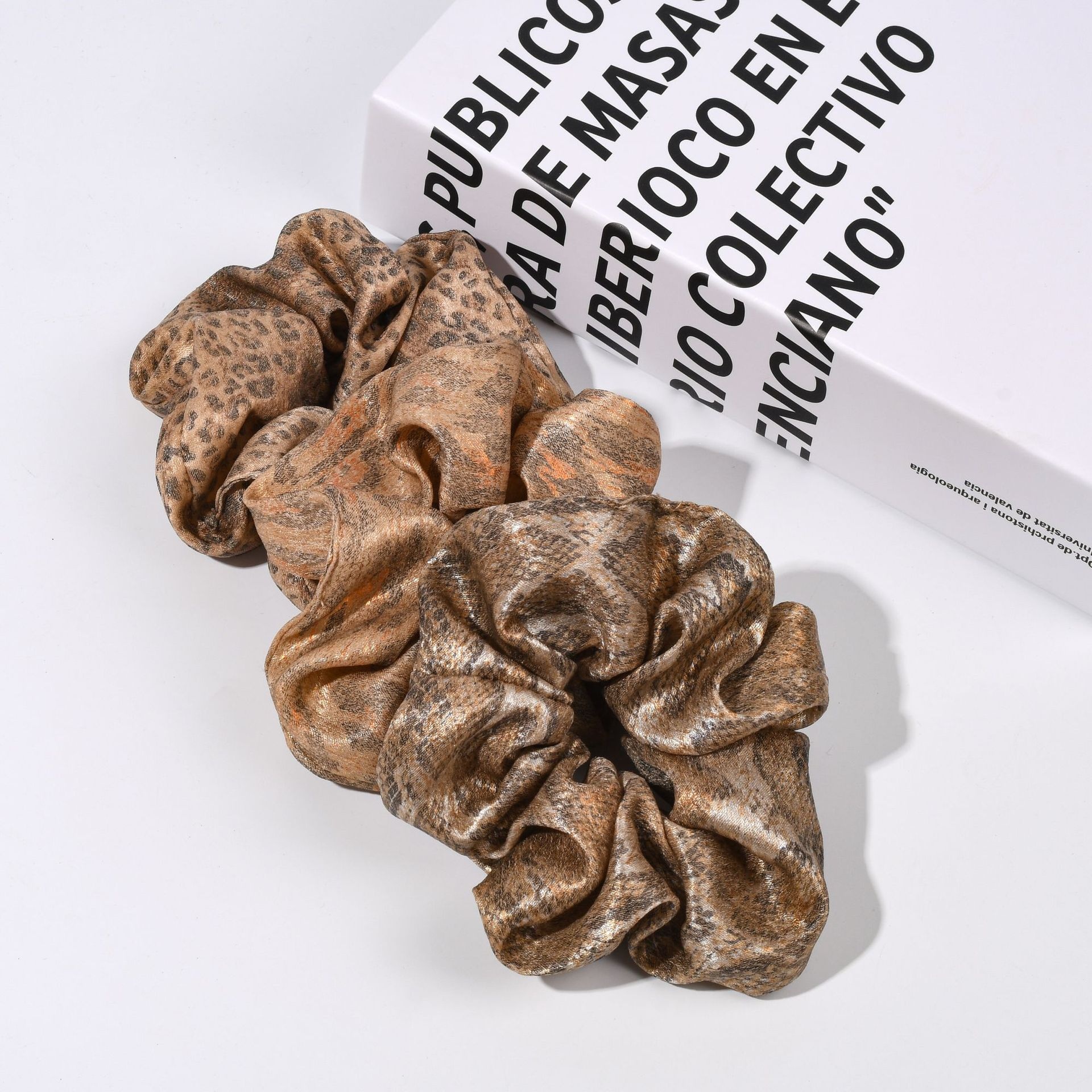 Women's Autumn Plaid Leopard Snake Print High Elasticity Cloth Hair Scrunchie