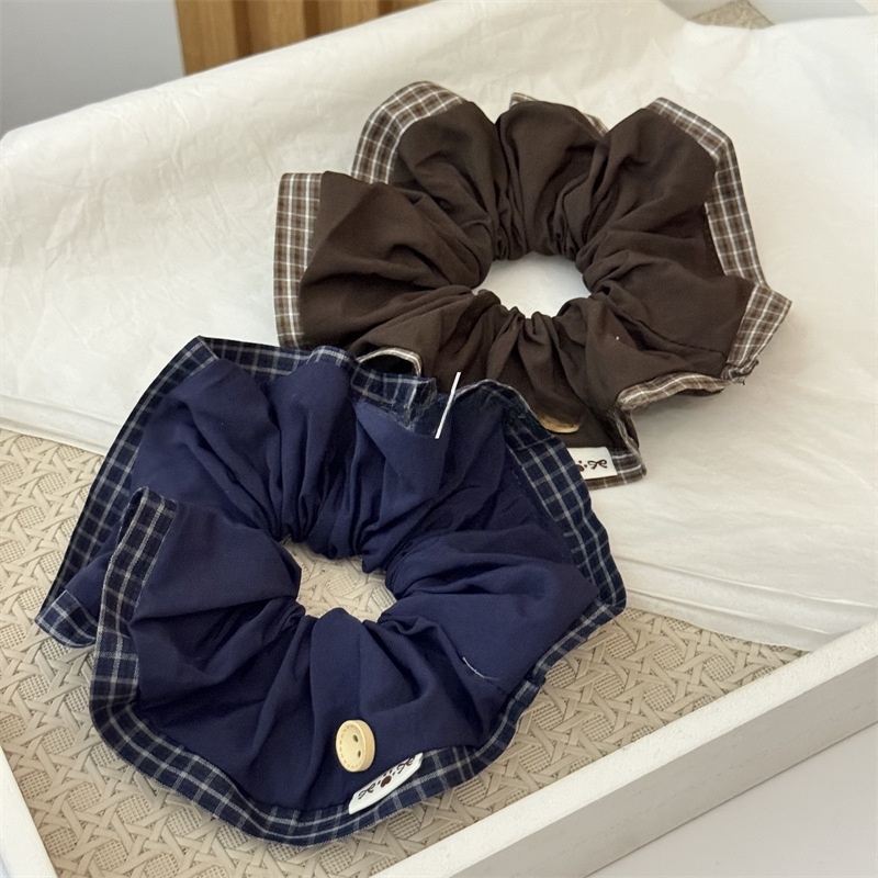 Women's Retro Cloth Scrunchies Casual Hair Ties Coffee Checkered