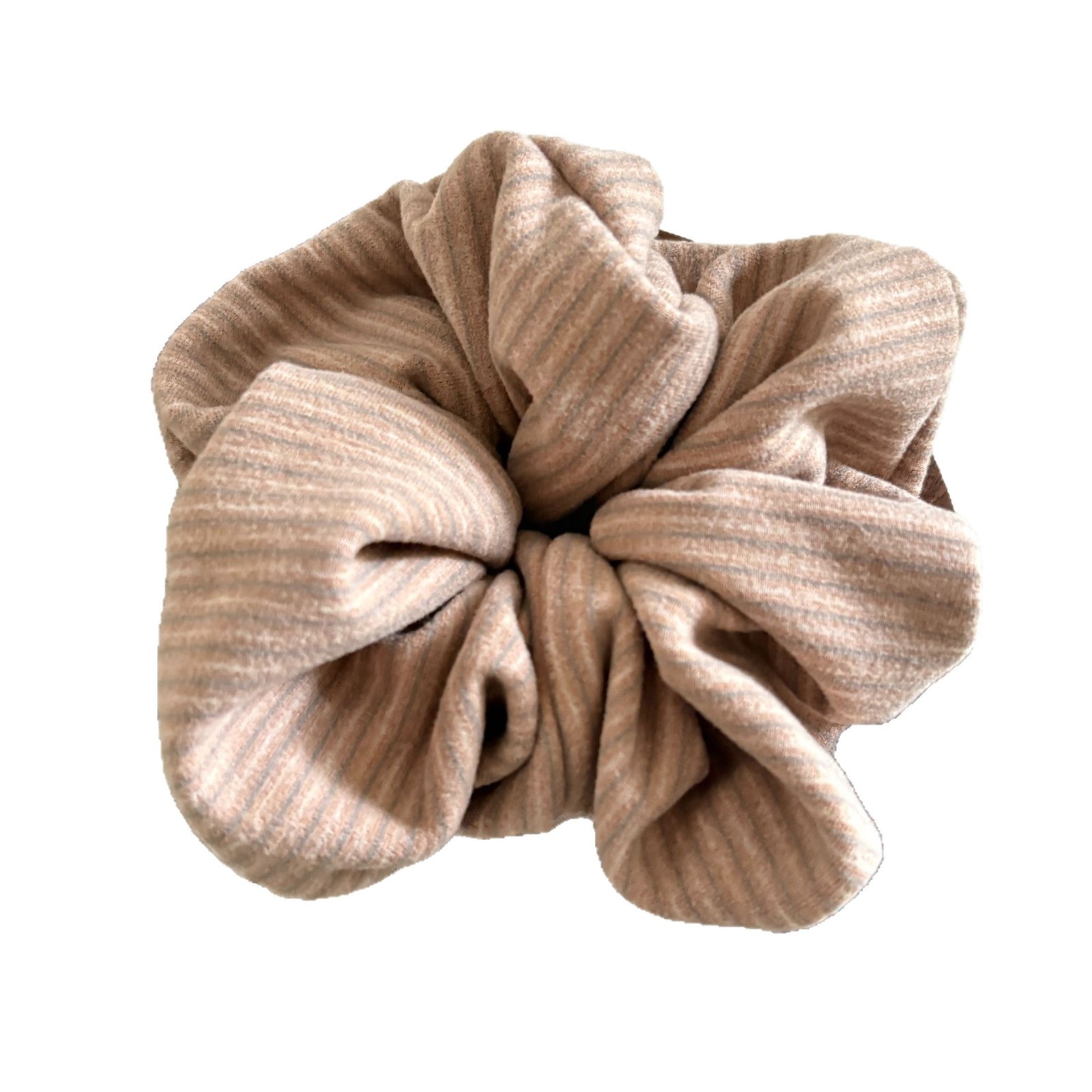 Women's Cozy Autumn Winter Knit Hair Tie Scrunchie Pink Striped