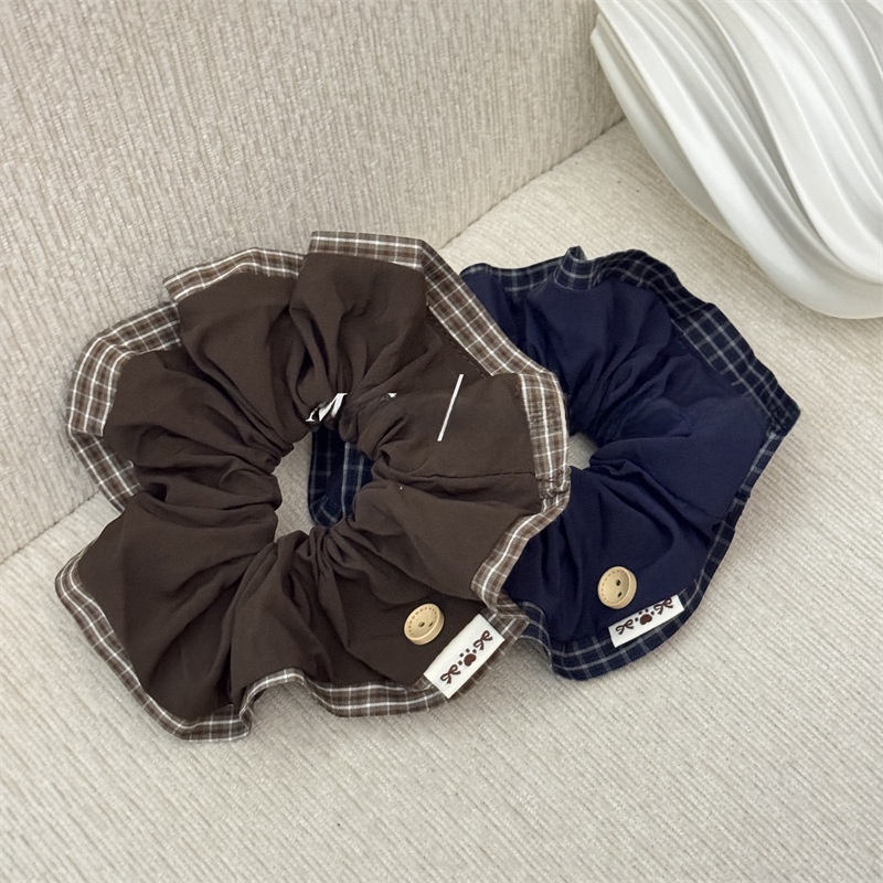 Women's Retro Cloth Scrunchies Casual Hair Ties Coffee Checkered