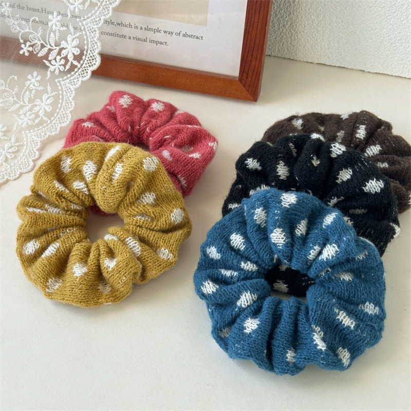 Women's Fall Winter Knitted Scrunchies Soft Yarn Hair Ties for Loose Buns