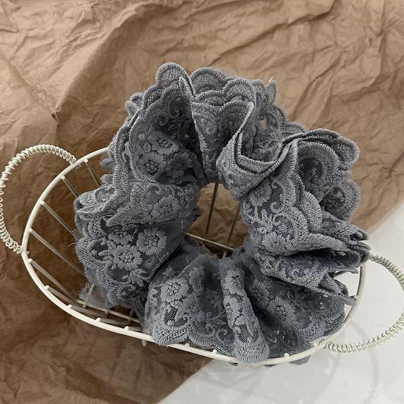 Women's Four Layer Lace Scrunchie Bun Hair Tie Vintage French Cloth