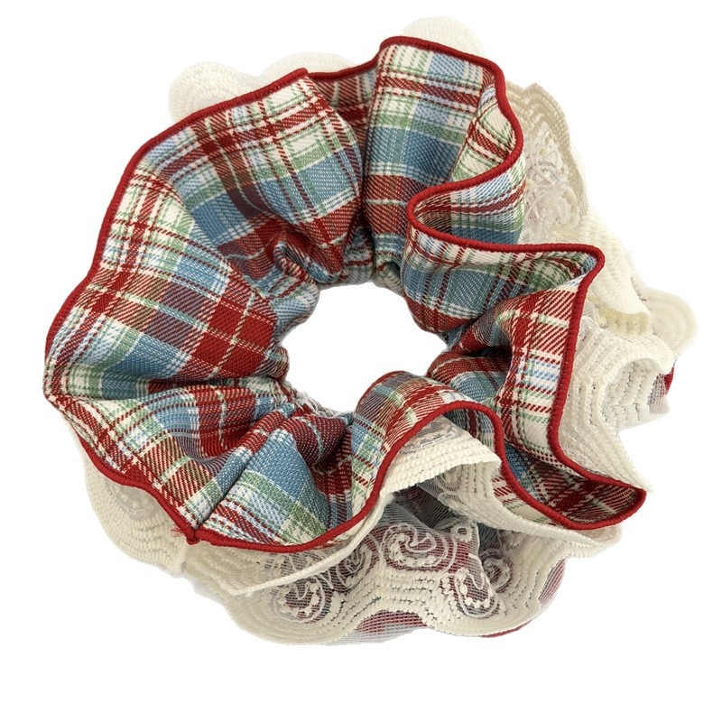 Women's Everyday Fabric Hair Tie Scrunchie Plaid Lace Patchwork